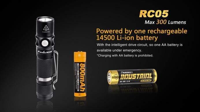 Fenix RC05 rechargeable et fixation magnétique - 300 Lumens - batterie incluse Site Officiel FENIX® - Votre boutique en ligne Fenix®