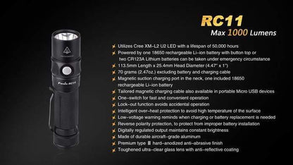 Fenix RC11 - 1000 Lumens Rechargeable Site Officiel FENIX® - Votre boutique en ligne Fenix®
