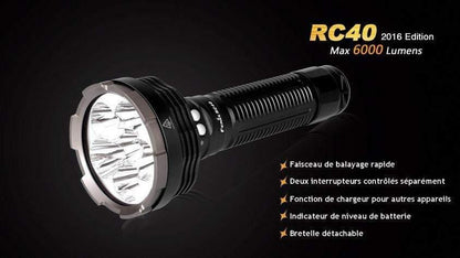 Fenix RC40 édition 2016 - 6000 Lumens - rechargeable avec pile et chargeur Site Officiel FENIX® - Votre boutique en ligne Fenix®