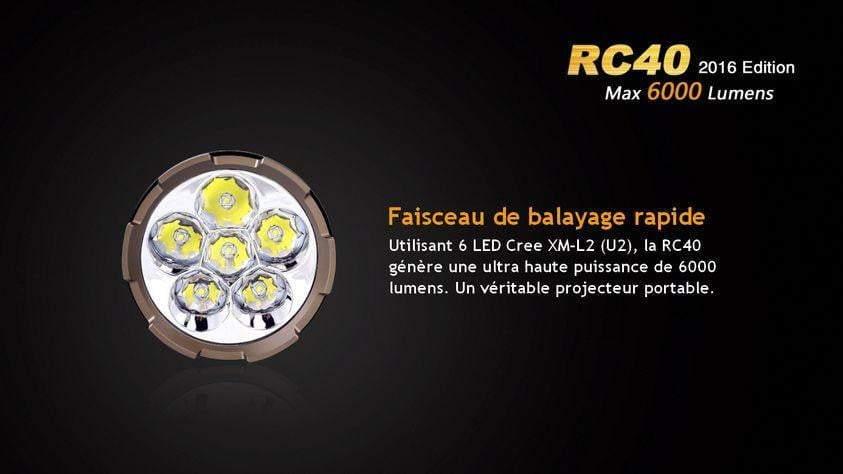 Fenix RC40 édition 2016 - 6000 Lumens - rechargeable avec pile et chargeur Site Officiel FENIX® - Votre boutique en ligne Fenix®