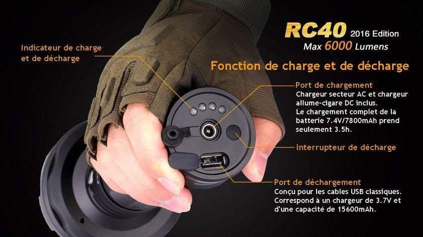Fenix RC40 édition 2016 - 6000 Lumens - rechargeable avec pile et chargeur Site Officiel FENIX® - Votre boutique en ligne Fenix®
