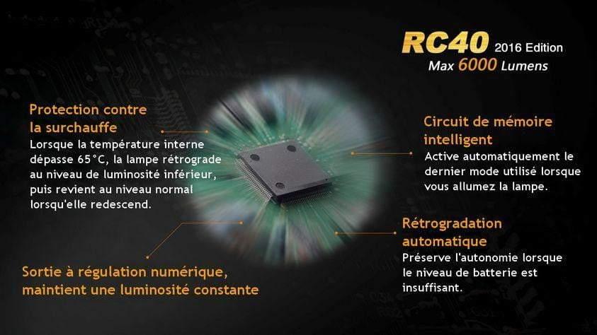 Fenix RC40 édition 2016 - 6000 Lumens - rechargeable avec pile et chargeur Site Officiel FENIX® - Votre boutique en ligne Fenix®