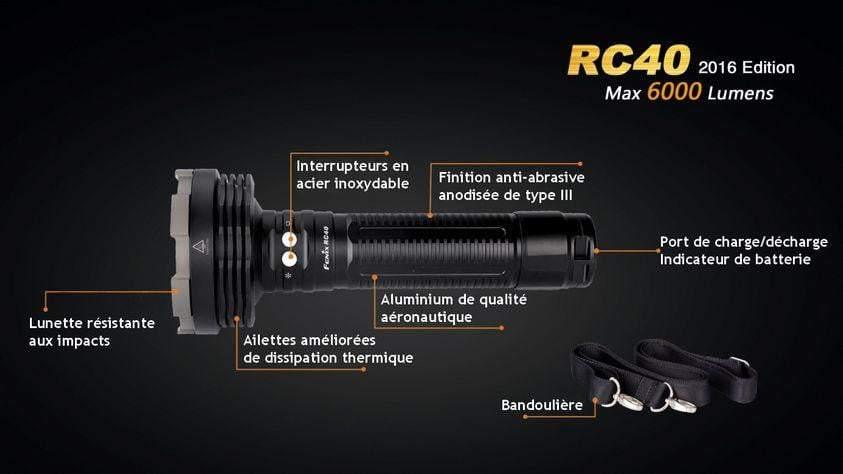 Fenix RC40 édition 2016 - 6000 Lumens - rechargeable avec pile et chargeur Site Officiel FENIX® - Votre boutique en ligne Fenix®