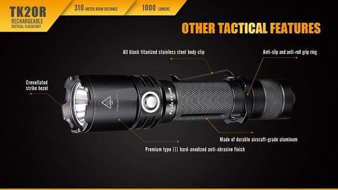 Fenix TK20R - Lampe torche rechargeable - 1000 Lumens + pile rechargeable incluse Site Officiel FENIX® - Votre boutique en ligne Fenix®
