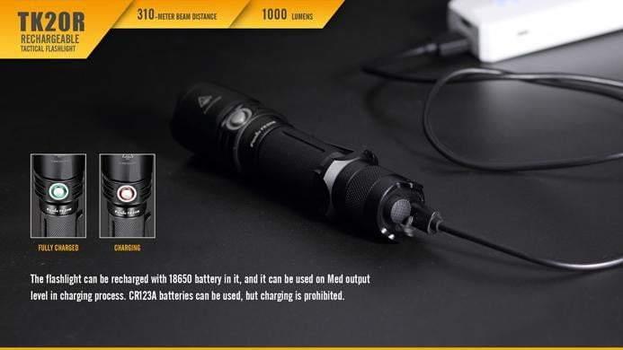 Fenix TK20R - Lampe torche rechargeable - 1000 Lumens + pile rechargeable incluse Site Officiel FENIX® - Votre boutique en ligne Fenix®