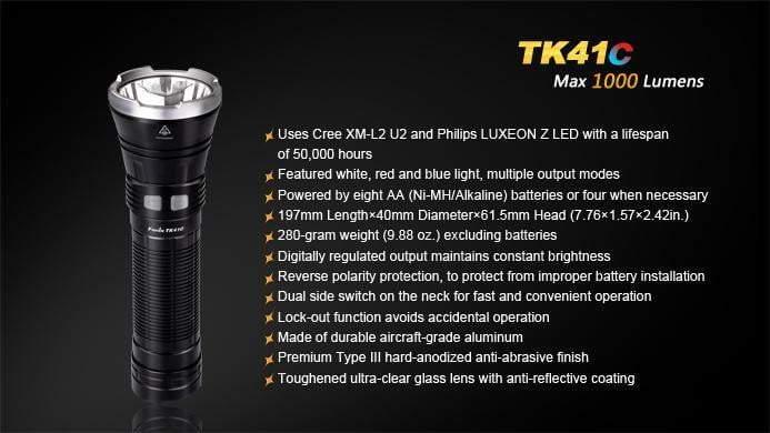 Fenix TK41C - 1000 Lumens - tricolore (bleu, blanc, rouge) Site Officiel FENIX® - Votre boutique en ligne Fenix®