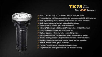 Fenix TK75 édition 2015 - 4000 Lumens Site Officiel FENIX® - Votre boutique en ligne Fenix®