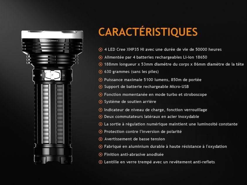 Fenix TK75 édition 2018 - 5100 Lumens - 850 mètres de portée Site Officiel FENIX® - Votre boutique en ligne Fenix®