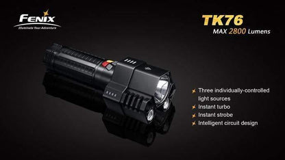 Fenix TK76 - 2800 LUMENS + 8 piles CR123A Site Officiel FENIX® - Votre boutique en ligne Fenix®