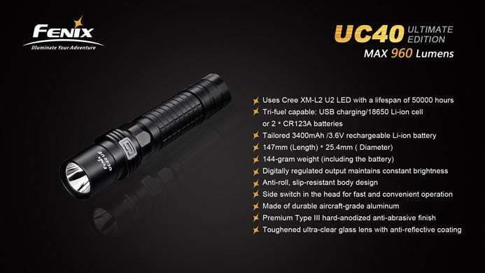 Fenix UC40 Ultimate Edition - 960Lumens - USB rechargeable Site Officiel FENIX® - Votre boutique en ligne Fenix®
