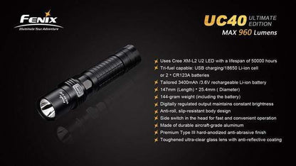 Fenix UC40 Ultimate Edition - 960Lumens - USB rechargeable Site Officiel FENIX® - Votre boutique en ligne Fenix®