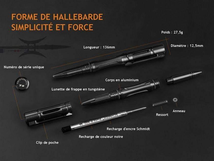 STYLO TACTIQUE FENIX HALBERD T5 - Noir Site Officiel FENIX® - Votre boutique en ligne Fenix®