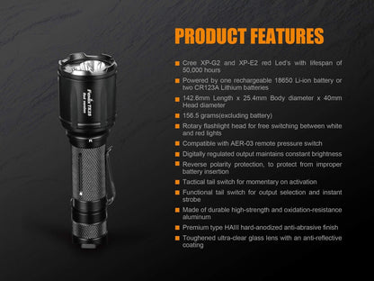 TK25 Red Version - 1000 Lumens blanc et 310 Lumens rouge Site Officiel FENIX® - Votre boutique en ligne Fenix®